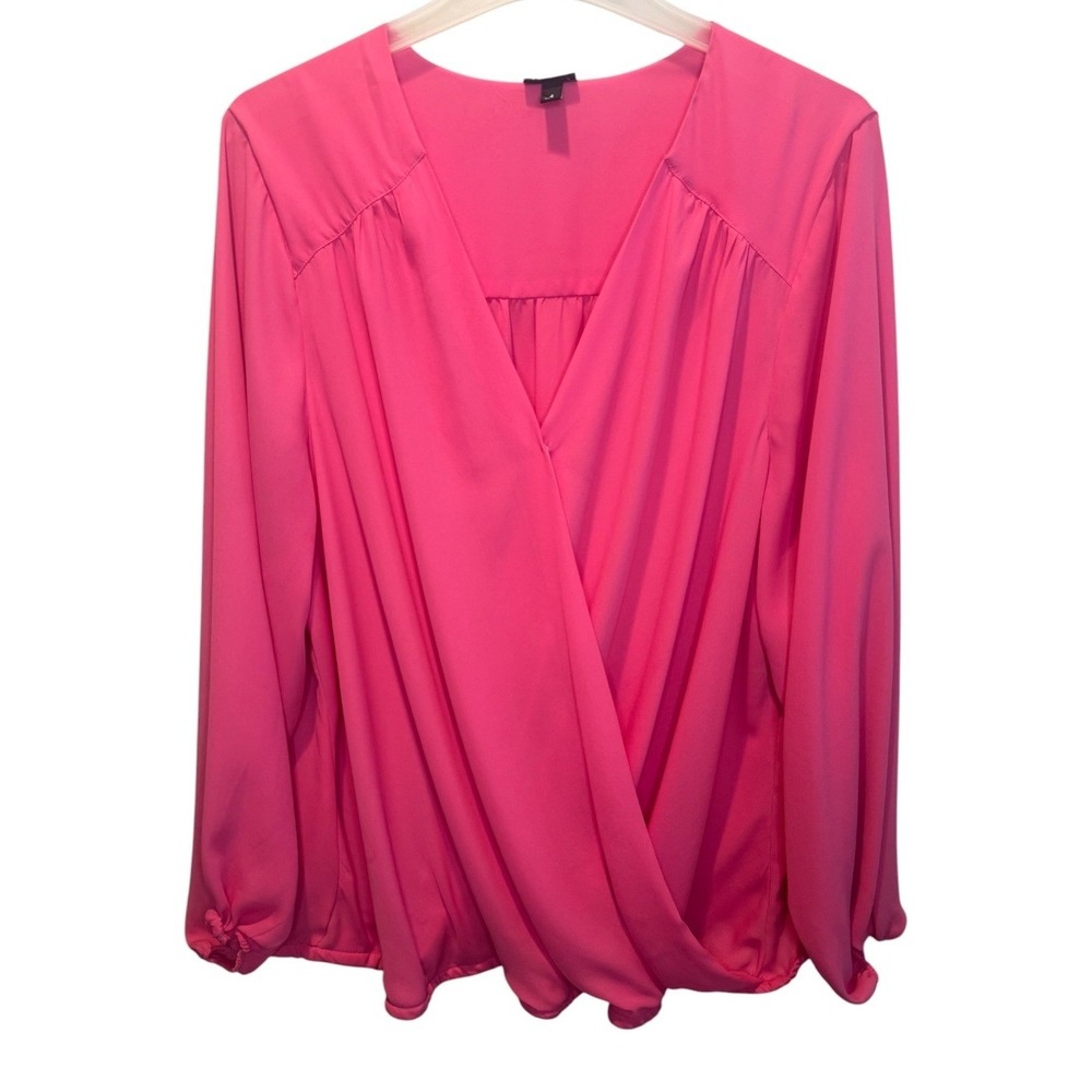 Torrid Womens Pink Surplice Wrap Top Long Sleeve Elastic Hem Plus Size 4X